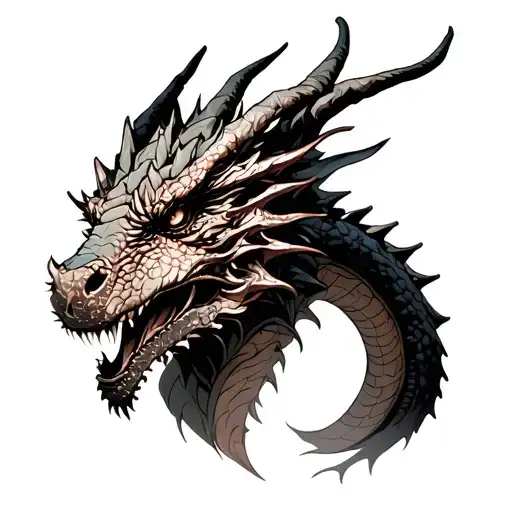 A realistic dragon with steampunk elements tattoo design idea