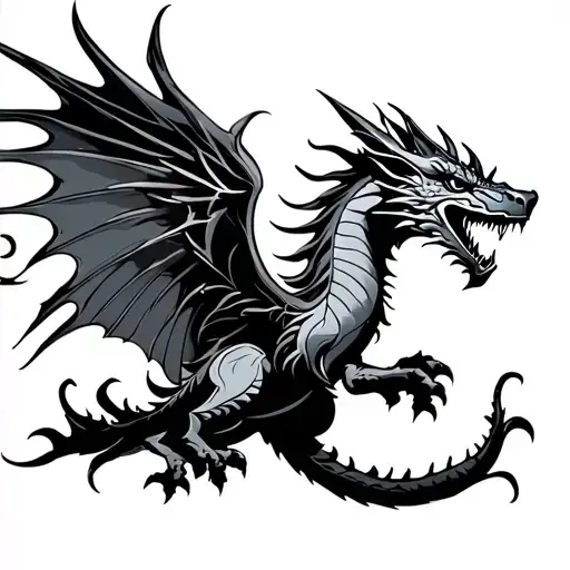nordic dragon flying tattoo design idea
