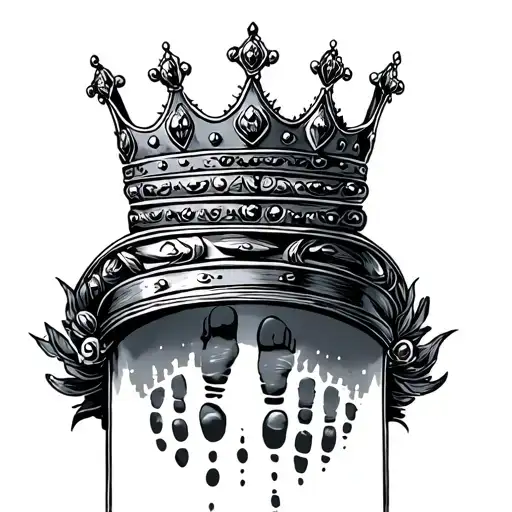 crown and foot print tattoo design idea