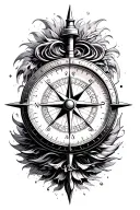 compass surrounded tattoo design idea
