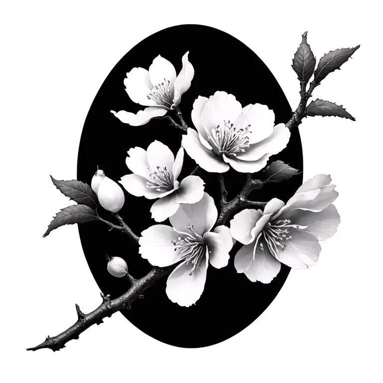 cherry blossom branch tattoo design idea