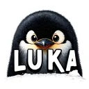 baby penguin with the name 'Luka' mixed within tattoo design idea