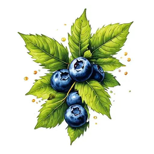 blueberries leaves and other fillagry in a cirtcular around the knee cap tattoo design idea