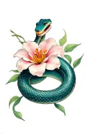 snake and flower tattoo design idea