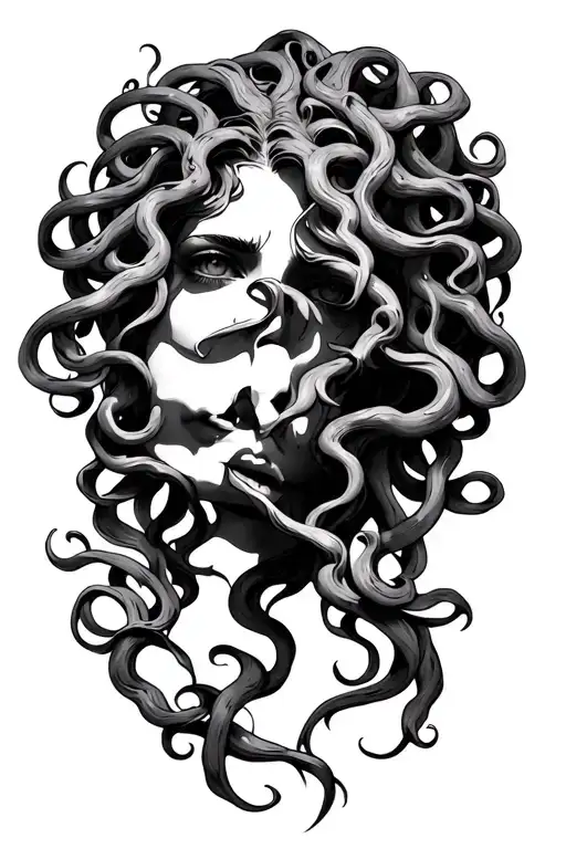 Medusa Face tattoo design idea