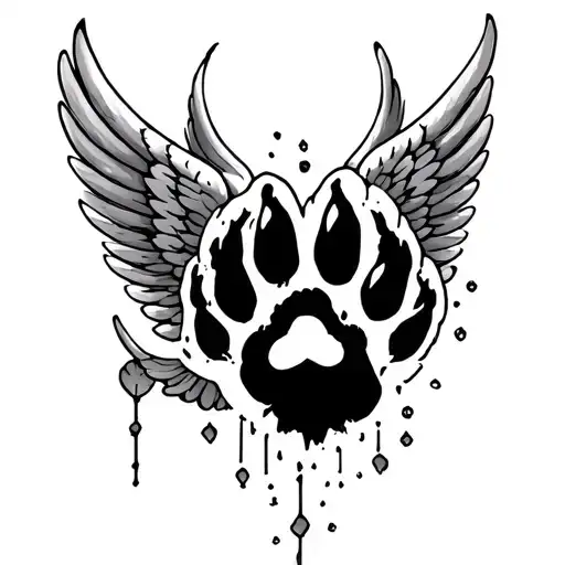 dogs paw print with your wings were ready but my heart wasn't  tattoo design idea