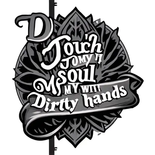 Create me a really nice fancy tattoo with the following text: Don't touch my soul with dirty hands tattoo design idea