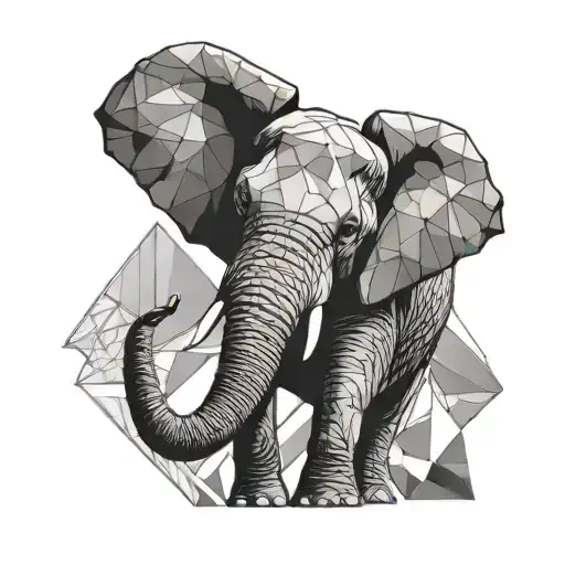 elephant head forward facing geometric tattoo design idea