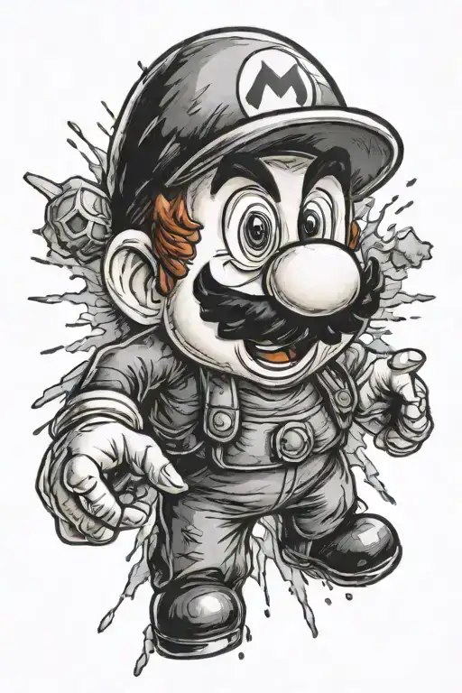super mario game,bomb explosion tattoo design idea