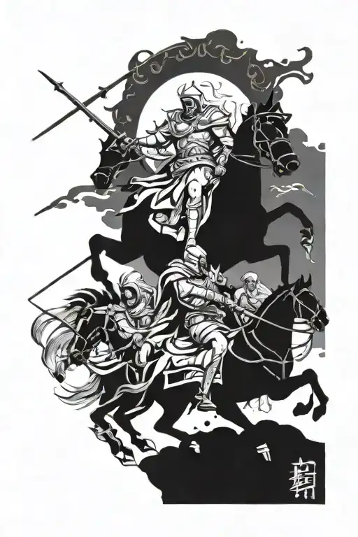 4 horsemen apocalypse riding across tattoo design idea