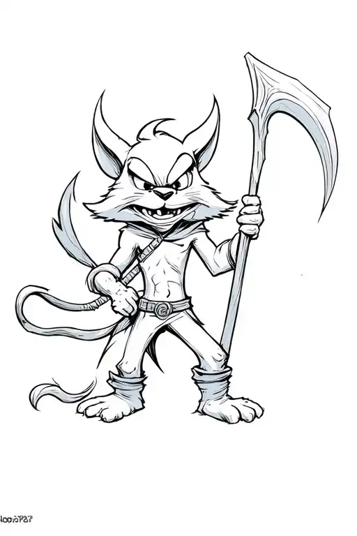 looney toon taz manian devil in grim reaper holding a scythe tattoo design idea