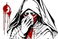 nun crying blood praying tattoo design idea