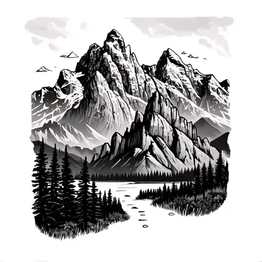 grand tetons, yosemite, cathedral rock tattoo design idea