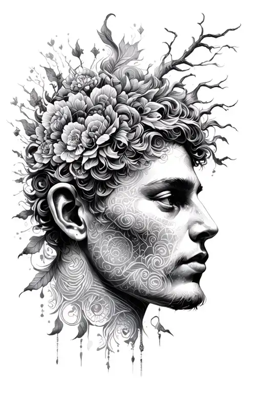 Philosophy unlocking consciousness using ancient tattoo design idea