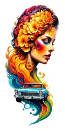 car theme sleeve tattoo design idea