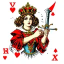 queen of hearts getting stabbed with a dagger tattoo design idea