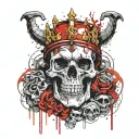 King of Death Skull and Demon tattoo design idea
