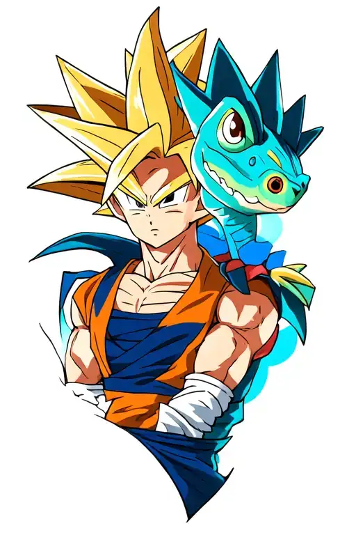 gohan ssj2, chameleon and yugi tattoo design idea