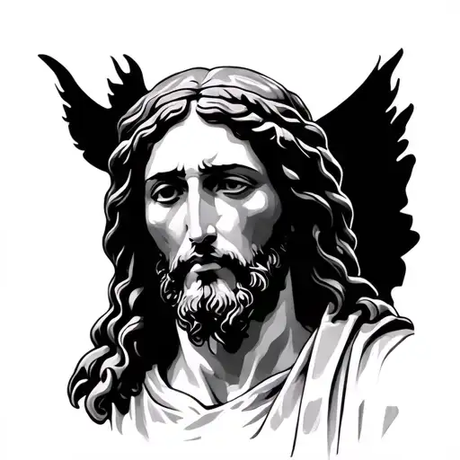 jesus looking tattoo design idea