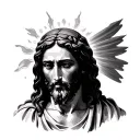 jesus looking tattoo design idea