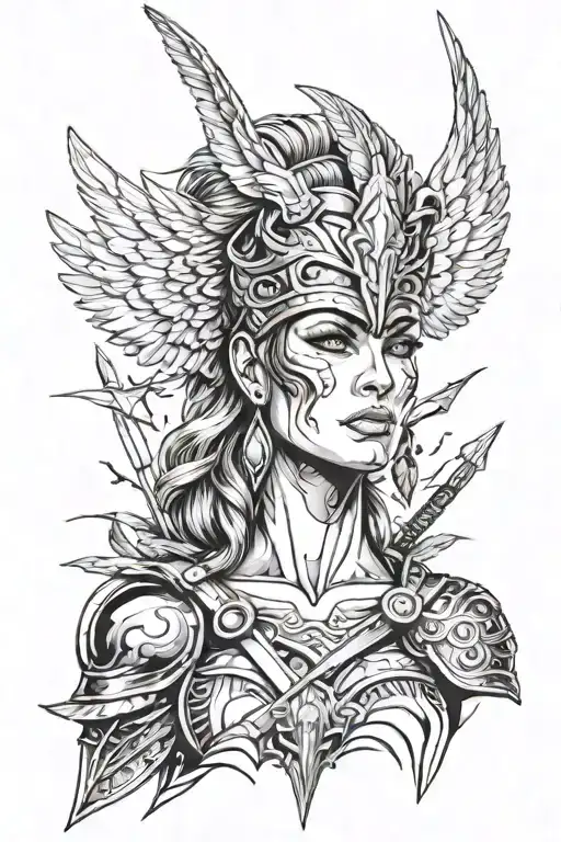 Valkyrie warrior tattoo design idea