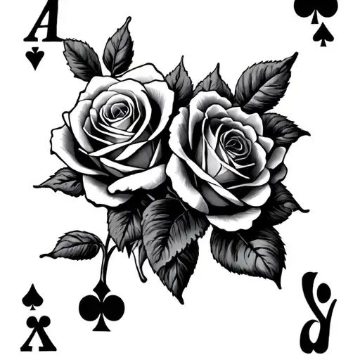 the 7 of clubs playing card with 2 roses ether end tattoo design idea
