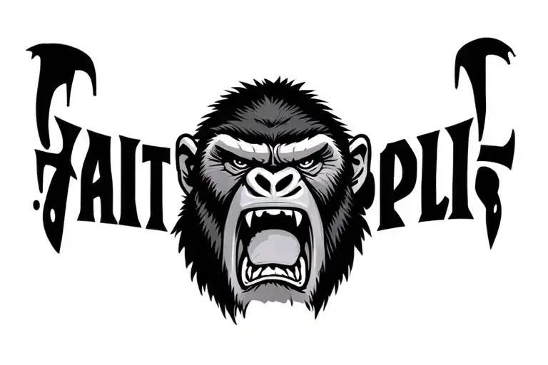 angry screaming gorilla face tattoo design idea