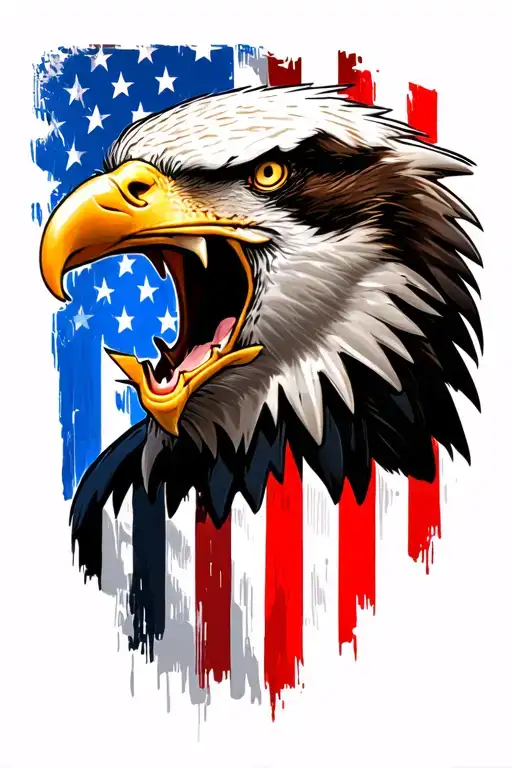 distressed American flag screaming eagle head tattoo design idea