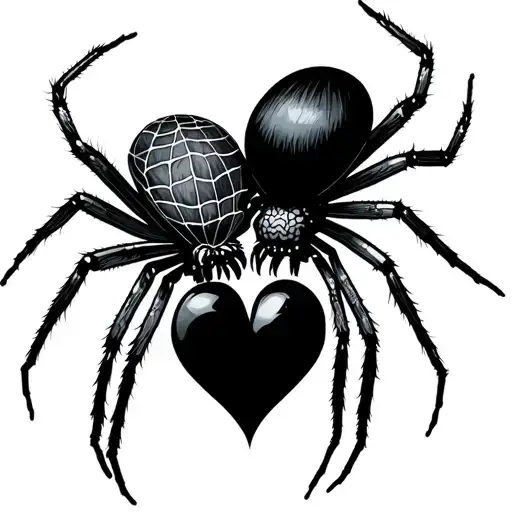 two spiders forming a love heart with cobwebs  tattoo design idea