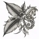 Sagittarius and weed leaf intertwined tattoo design idea