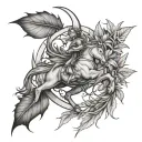 Sagittarius and weed leaf intertwined tattoo design idea