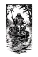 Charon, riding down the river styx  tattoo design idea