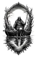 Charon, riding down the river styx  tattoo design idea