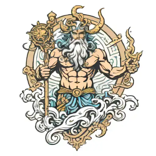 poseidon god tattoo design idea