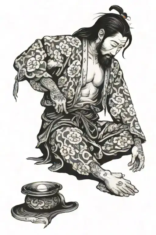 japanese jesus praying tattoo design idea