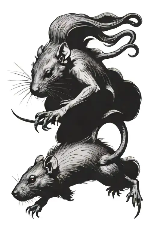 falling rat tattoo design idea