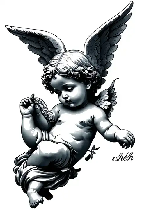 cherub shhh tattoo design idea
