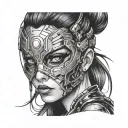 woman eyes masked cyberpunk style tattoo design idea
