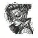 woman eyes masked cyberpunk style tattoo design idea
