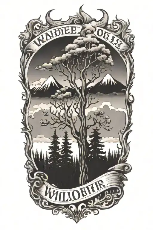 wildfire with date October 5, 2024 tattoo design idea