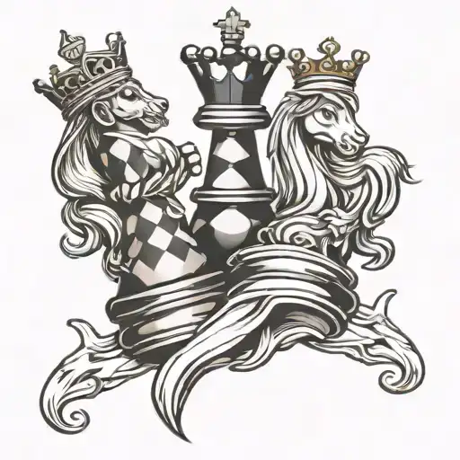 king and queen chess piece s tattoo design idea