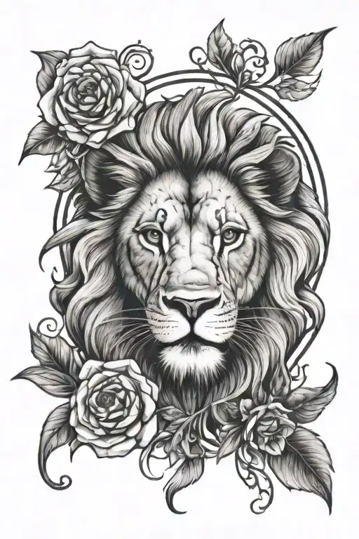 lion with 3 lys flower tattoo tattoo design idea