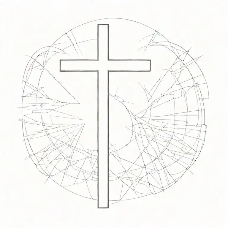 christian cross long and tall tattoo design idea