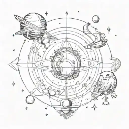 mercury and saturn in leo constellation tattoo design idea