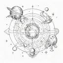 mercury and saturn in leo constellation tattoo design idea