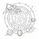 mercury and saturn in leo constellation tattoo design idea