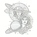 mercury and saturn in leo constellation tattoo design idea