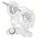 mercury and saturn in leo constellation tattoo design idea