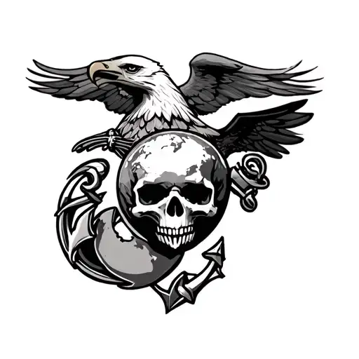 USMC eagle globe and anchor skull  tattoo design idea