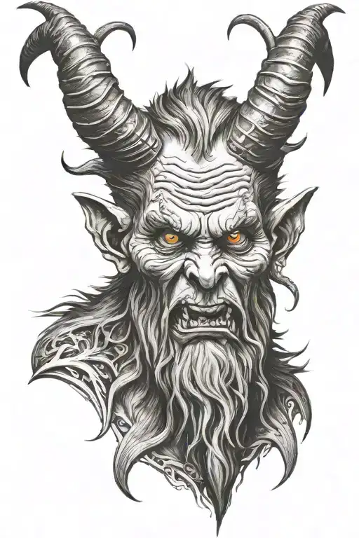 krampus full body shaped like tattoo design idea